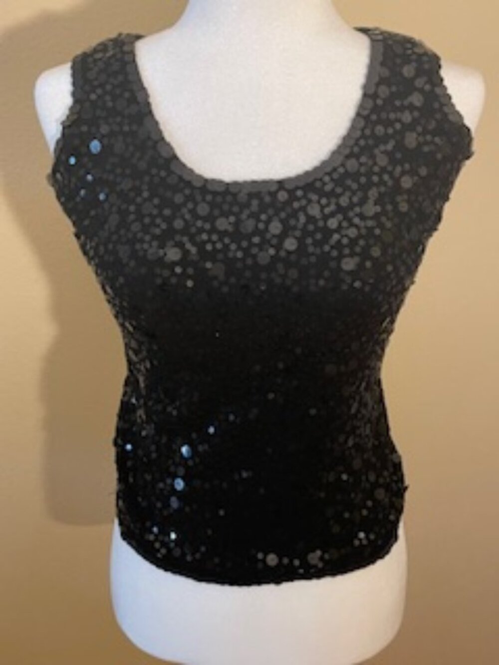 Lafayette 148 Black Sequined Sleeveless Blouse